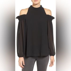 Trouvé Ruffle Cold Shoulder Long Sleeve Top